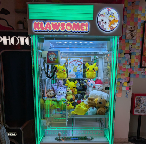 Klawsome claw machine filled with Pikachu and friends plushies