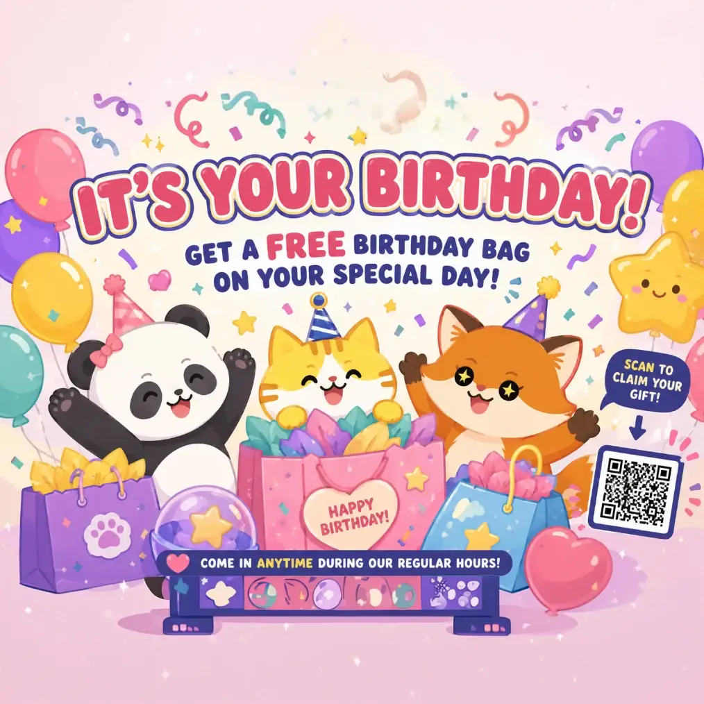 Kawaii characters celebrating a birthday party