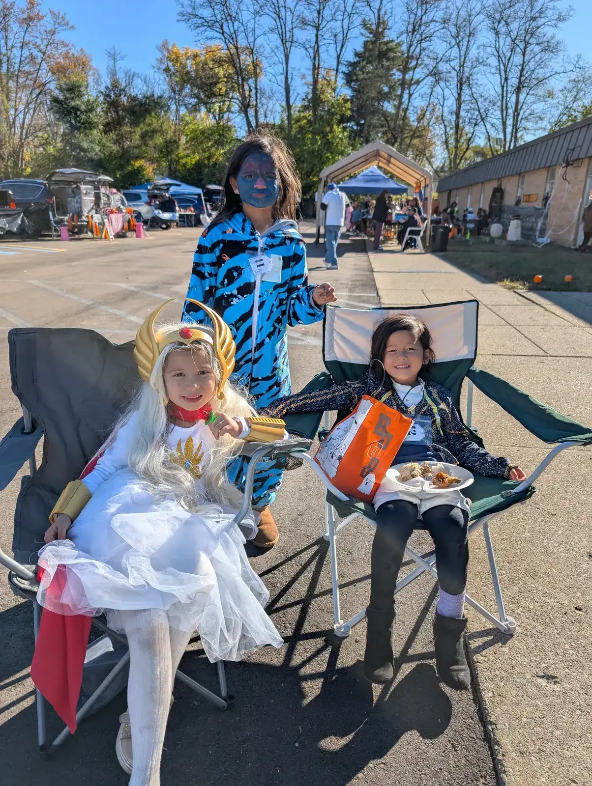 Handing out treats from the trunk
